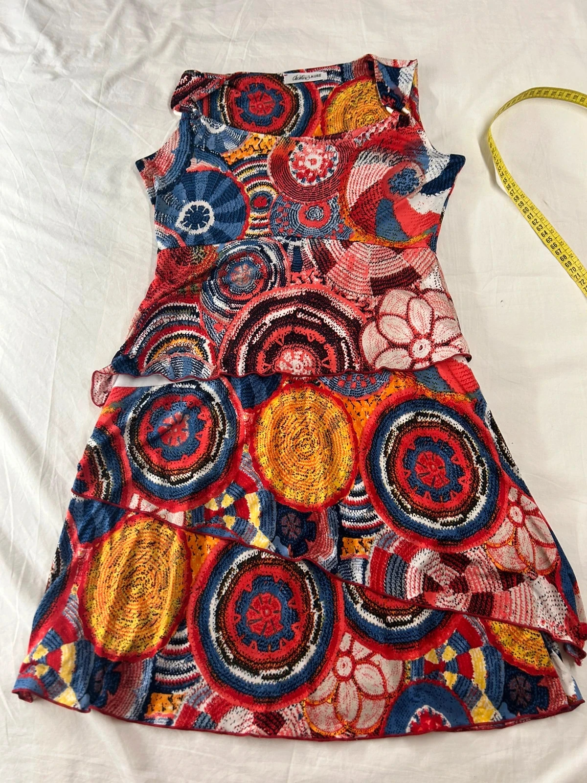 Vestido de verão multicolorido vintage Christine Laure com estampa – photo 2